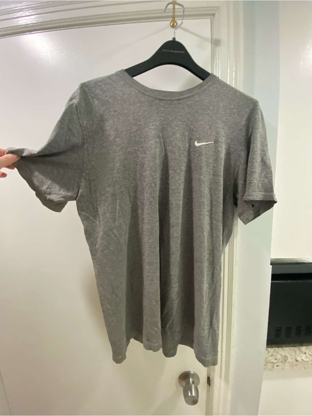 Nike Gray Heather Short-Sleeve Crew Tee with White Swoosh
